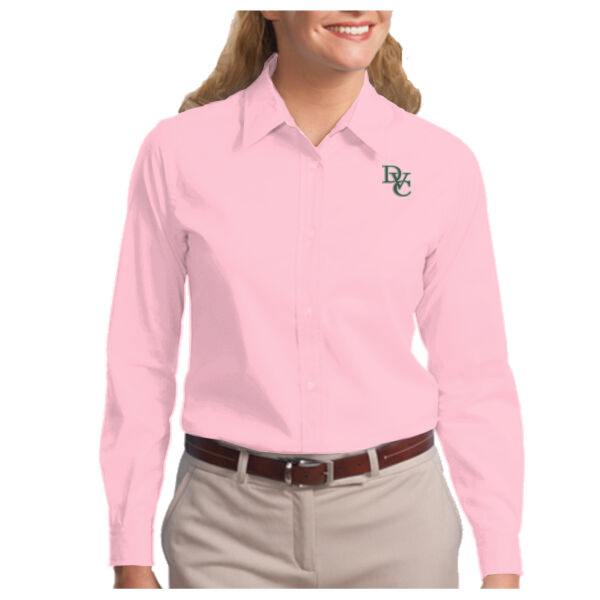 Ladies Long Sleeve Easy Care Shirt, DVC_Team_Gray/Hunter Thumbnail