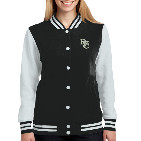 Ladies Fleece Letterman Jacket, DVC_Team_Gray/White Thumbnail