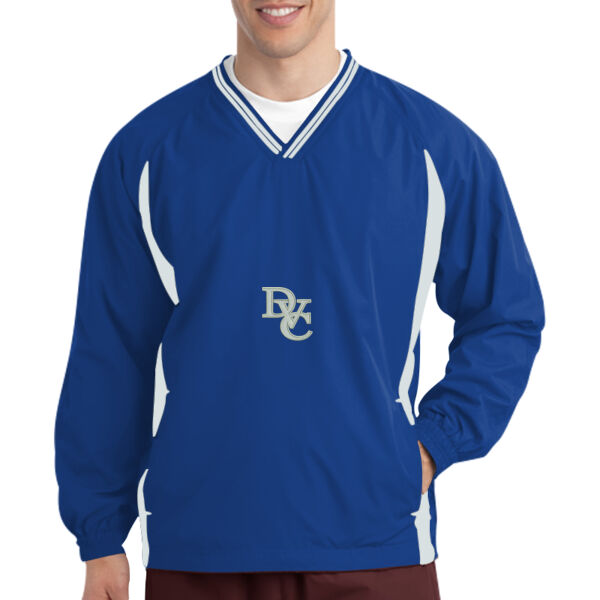 Tipped V Neck Raglan Wind Shirt, DVC_Team_Gray/White Thumbnail