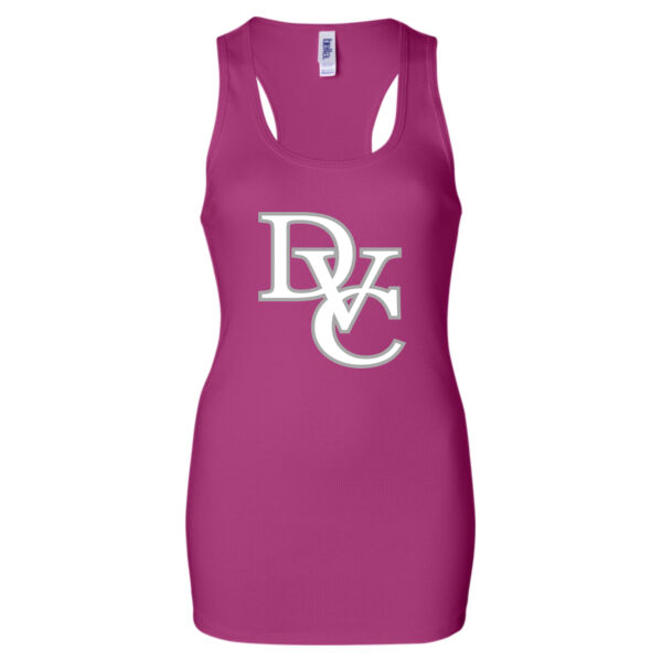 Ladies' 2×1 Rib Racerback Longer Length Tank, DVC_Team_Gray/White Thumbnail